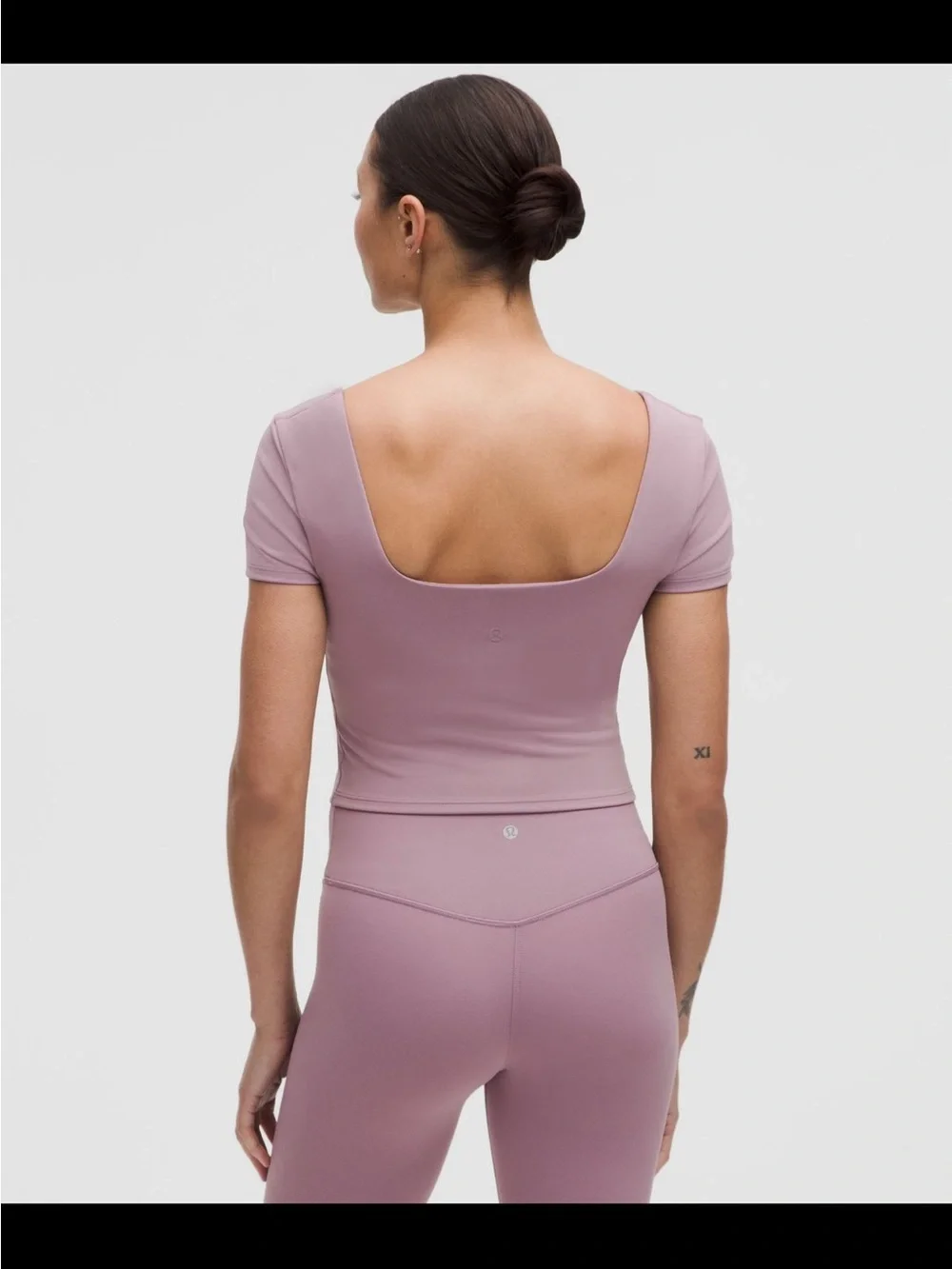 lululemon athletica Short Sleeve Square Neck Crop Top — Mauve Rose